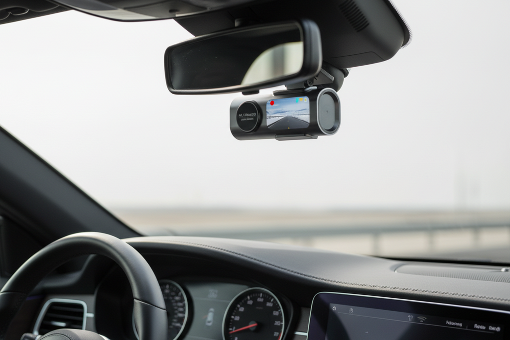 Dashcam installée sur pare-brise